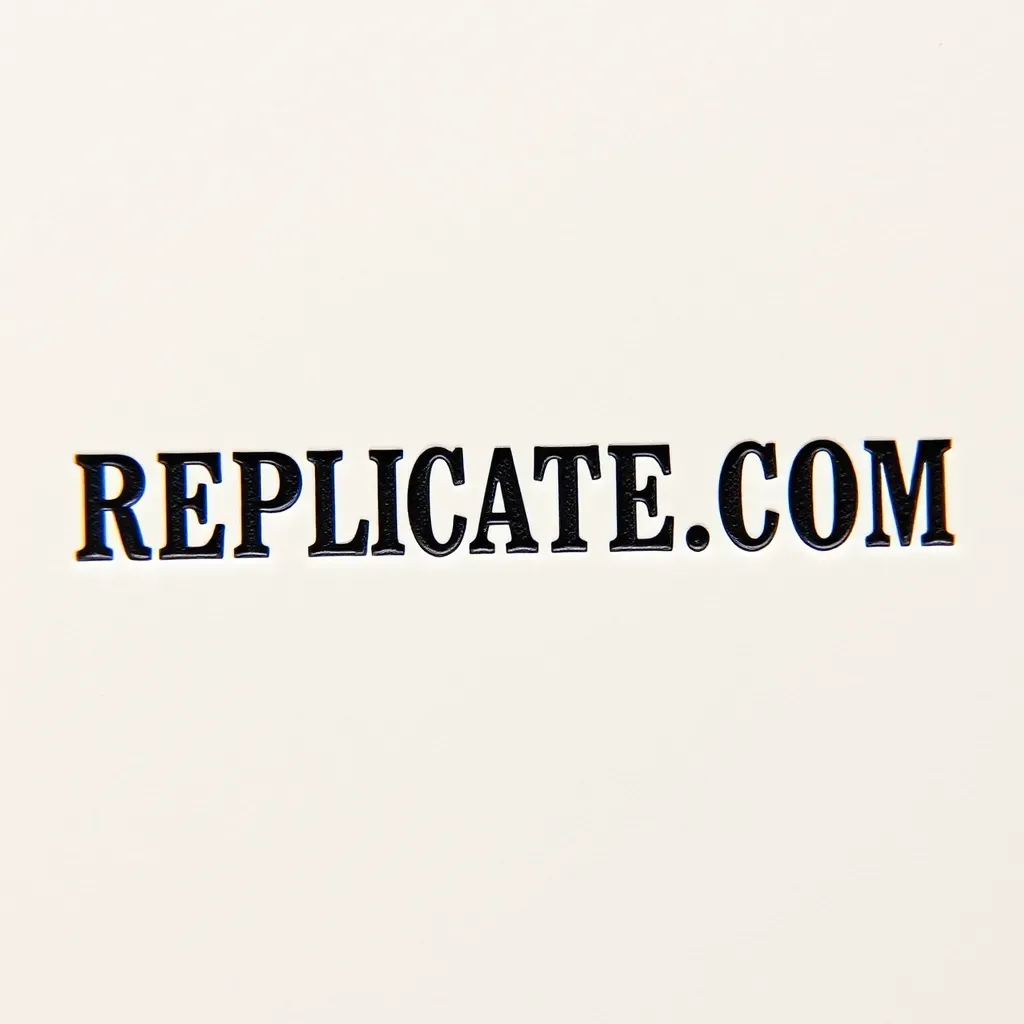 Photograph of letterpress serif type on thick rough creamy paper saying 'REPLICATE.COM'