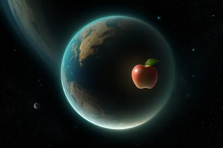 Latent consistency model generation of a beautiful apple floating in outer space, like a planet