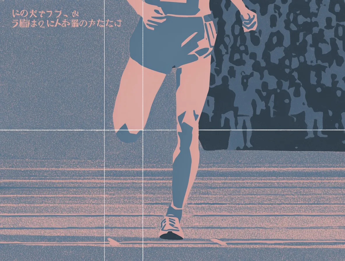Graphic poster illustration of a runner on a track